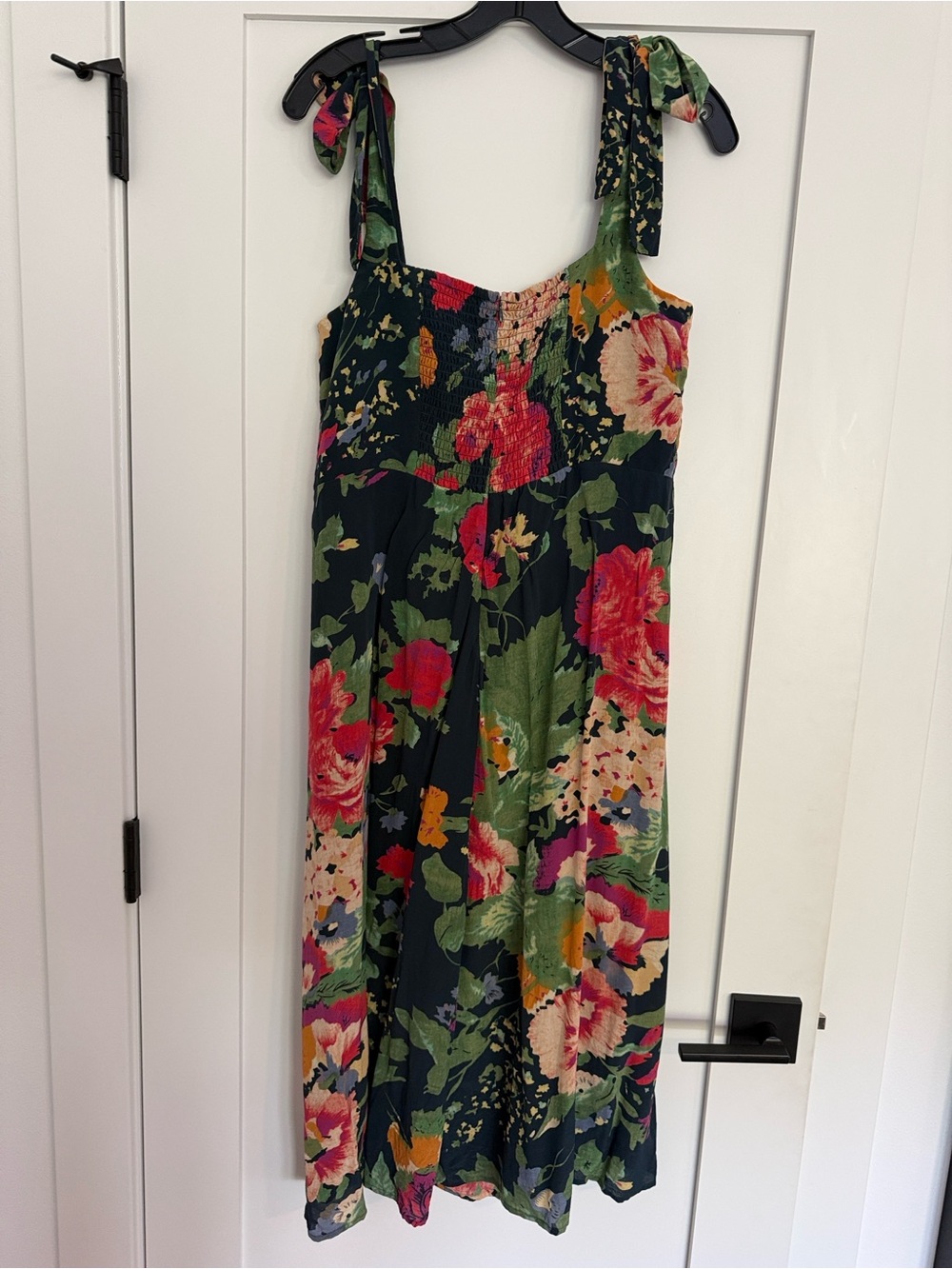 Sézane Floral Midi Dress in Navy with Pink & Green Accents - Picture 6 of 7